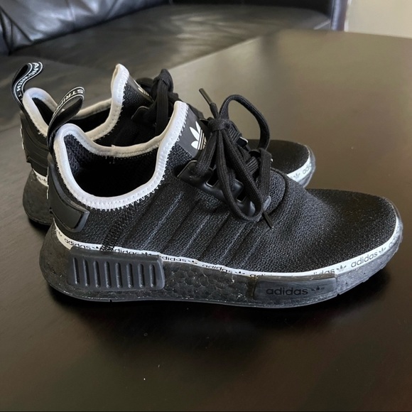 Womens Adidas NMD_R1 'Black Tape Logo' Shoes - Picture 1 of 6